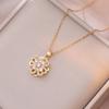 Collar para Mujer, Moderno Diseño de Flor Giratoria en Forma de Corazón y Flor de Cuatro Hojas, Estilo Único, Cadena para Clavícula de Acero de Titanio Japonés y Coreano Giratoria 360 Grados
