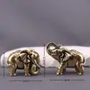 Adornos Sólidos de Elefante de Latón, un Par de Piezas de Mango de Elefante de Bendición, Antigüedades de Cobre, Adornos Decorativos de Elefante de la Riqueza para Escritorio como Mascotas de Té