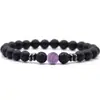 Venta caliente transfronteriza Europa y Estados Unidos 8mm piedra volcánica natural esmerilada ojo de tigre lapislázuli cuentas para hombres y mujeres pulsera de mano al por mayor