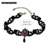 Gótico Europeo y Americano Encaje Rubí Colgante Collar Vintage para Mujer Accesorio Punk Negro Gargantilla Collar