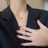 Collar de Eslabones con Anillo de Viento Frío Estilo Japonés y Coreano Moda Súper Hada Dulce Cool Micro Diamante Círculo Geométrico Cadena Clavicular