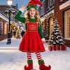Disfraz de actuación navideña 2026 conjunto para adultos niños combinación de colores rojo y verde navideño cosplay elfo