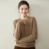 2025 Otoño/Invierno Nuevo Cachemir para Mujer Cuello Redondo Suelto Hombro Raglán Suéter Base Tejido Suéter Pulóver Simple