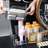 Cesta de almacenamiento de cosméticos portátil transparente, caja de almacenamiento apilable de escritorio, caja organizadora multifuncional, caja de almacenamiento para refrigerador