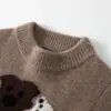 Suéter de Punto Nuevo Otoño/Invierno 2026 Lana Pura Cuello Redondo Manga Larga Patrón de Oso Suéter de Lana para Bebé Ropa para Niños