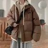 Chaqueta de Algodón Falsa de Dos Piezas para Hombres y Mujeres, Otoño e Invierno Holgada Casual Gruesa Cálida Abrigo de Algodón, Estilo Japonés Moderna Chaqueta de Algodón con Capucha