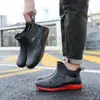 Botas de Chuva Curtas da Moda para Homens, Sapatos Impermeáveis Antiderrapantes, Sapatos de Borracha para Cozinha, Lavagem de Carro, Botas de Água Resistentes ao Desgaste para Canteiro de Obras, Forradas com Lã para Aquecimento