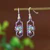 Ciervo Dorado Rey S925 Plata de Ley Paisaje Nacional Cloisonné Flor de Loto Incrustada con Rojo del Sur Pendientes Ganchos para Pendientes Hechos a Mano DIY Accesorios Combinación Libre
