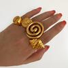 Anillo Abierto Exagerado de Caracola de Oro de 18K Transfronterizo Europeo y Americano Anillo Brillante de Gama Alta Anillo Decorativo Espiral Amazon