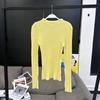 [en stock] MONA Top de Punto Ajustado para Mujer Primavera Nuevo Elástico Ajustado Adelgazante Camisa Básica Retro