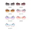 Gafas de Sol de Moda Europeas y Americanas 2024 Gafas de Sol sin Montura Corte Diamante Cuadradas Montura Cuadrada Color Degradado Gafas de Sol Ins
