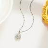 Collar de Girasol Giratorio Popular Lleno de Diamantes, Cadena de Clavícula de Margarita, Transmisión en Vivo de Comercio Exterior Femenina, Joyería de Acero de Titanio Más Vendida