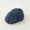 Gorra plana de mezclilla desgastada nueva para niños y niñas, sombrero infantil retro, boina estilo coreano para niños