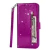 Adecuado para Samsung Note20 Funda con Cuerda y Cremallera Brillante para Teléfono Móvil Note20 Ultra Tapa Flip Funda Protectora para Mujer