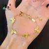 Pulsera de Mariposa Láser de Cinco Flores Alta Retención de Color Popular en Transmisión en Vivo Estilo Simple Moda Lujo Ligero Versátil Pulsera de Temperamento Venta al por Mayor