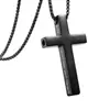 Collar con Colgante de Cruz de Acero Inoxidable con Cita Inspiradora No Te Preocupes por Mañana Longitud de Cadena 56cm Acabado Negro Diseño Elegante Regalo Perfecto para Hombres y Mujeres Ideal para el Uso Diario y Estilo Inspirado en la Fe