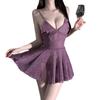 Yishengxian Lencería Sexy para Mujer Uniforme Brillante de Discoteca Vestido con Liguero Tentación Conjunto de Pijama Sexy Gratis