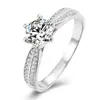 Anillo de Moissanita de Plata Imitación S925 de Venta Caliente Transfronteriza para Niñas 1 Quilate Anillo Abierto para Pareja Joyería al Por Mayor