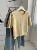 Suéter cárdigan de punto para mujer, manga corta, cuello redondo retro, de lunares, top, nuevo estilo de principios de otoño 26, serie gris, para mujeres petite
