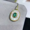 Pingente de Esmeralda Colombiana Pura e Natural Tamanho da Pedra Principal: 5*7mm, Prata de Lei 925 Cravação de Precisão
