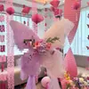 Decoração de Casamento Fundo de Foto Parede Casamento Aniversário Enfeites DIY Combinação de Cores Sonho Malha Borboleta Flor Artificial Vestido