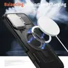 Adecuado para funda de teléfono magnética Iphone16Pm, Cubierta anticaídas dos en uno de grado militar con cubierta de espejo y soporte, Cobertura total para Apple 17