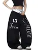 Pantalones de Paracaidista Plegados con Estampado de Letras Color-Block Estilo Americano para Hombre, Diseño de Moda de Verano Pantalones Casuales de Pierna Ancha para Bailar