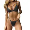 Lencería sexy de comercio exterior en AliExpress y Amazon, lencería sexy transparente de encaje con estampado de corazón, conjunto de tres piezas