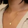 Collar Transfronterizo Nuevo de 26 Letras Europeas y Americanas para Mujer, Cadena Sencilla para Clavícula con Colgante, Colgante de Disco, Joyería de Moda para Ropa de Trabajo