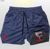 Shorts masculinos dois em um com estampa de anime, shorts de treino de academia e praia de alta qualidade