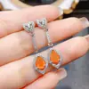Venta al por mayor de fábrica Populares Pendientes de Ópalo de Fuego Natural Plata S925 Incrustado Piedra Principal 5*7 Joyería de Lujo Venta Directa de Fábrica
