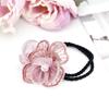 Cuerda para el pelo de doble flor hecha a mano, tendón de goma negro, cuerda para el pelo elegante, hilo Juanant, accesorio para el pelo, flor para coleta, accesorios para el pelo coreanos, pasador de cristal