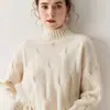 Nuevo Suéter de Cachemira Otoño e Invierno para Mujer de Cuello Alto Medio Pullover Grueso Trenzado Suéter Holgado de Punto Camisa Base
