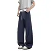 Nova Calça Esportiva Larga Baggy Estilo Americano Outono/Inverno 2026 Corte Assimétrico Faca Curva Hip Hop para Fitness