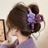 Presilhas de cabelo de pelúcia para outono e inverno para mulheres, acessórios de cabelo de luxo leve e de alta qualidade, presilhas elegantes para penteados presos, presilhas tipo tubarão estilo coreano para a parte de trás da cabeça
