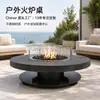 Mesa de fogão de acampamento, proteção para fogão para ferver chá, mesa de churrasco, fogão de fogueira de quintal, mesa de aquecimento, redonda, fogo real, lareira a álcool, personalizada