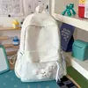 Mochila estudiantil versátil de color liso, bolsa ita transparente de gran capacidad, bolsa ita 2D con estampado de lazo, bolso de hombro doble