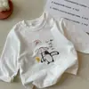 Camiseta Infantil de Manga Longa ~ Novo Estilo Primavera e Outono Fofa com Gola Redonda para Meninos e Meninas, Camiseta Básica Stylish e Versátil para Bebês