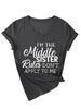 Amazon Ebay Carta Casual Versátil YO Soy la Hermana Mediana Camiseta de Manga Corta con Cuello en V para Mujer