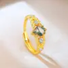 Piedra de Musgo Verde Natural Más Vendida de Amazon, Ágata de Planta Acuática, Anillo de Nicho de Alta Gama para Mujer, Ajustable, Moderno y Versátil