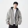Sudadera cárdigan, estilo japonés moderno, versátil, simple, casual, color liso, con capucha, sudadera con doble cremallera, popular