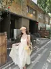 Vestido Largo Sexy Estilo Puro Deseo Espalda Descubierta Tirante Halter Sin Mangas Verano Playa Chic Color Sólido Falda Larga Mujer ins