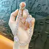 Cadena de Teléfono con Cuentas de Nube de Cristal Llavero Colgante Encanto para Bolso Llavero de Coche Accesorio Regalo Pequeño Venta al por Mayor