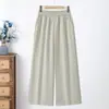 Pantalones de Pierna Ancha de Moda para Mamás, Ligeros y Elegantes, Cintura Elástica Tallas Grandes, Pantalones Largos para Mujer de Mediana Edad para Verano