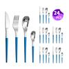 Venta caliente transfronteriza vajilla de acero inoxidable Serie Luna Creciente Cuchillo, tenedor y cuchara occidentales para 6 personas juego de 24 piezas traje de caja de color