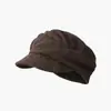 Sombrero octogonal de gamuza plisado de ala ancha color liso estilo coreano y japonés, boina casual vintage, sombrero versátil de primavera y otoño