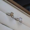 Anillo de plata S925 con incrustaciones de piedra lunar azul natural retro, cristal dorado para cabello, cristal blanco, apertura ajustable, diseño de nicho