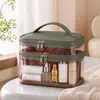 Bolsa de Maquiagem Transparente à Prova d'Água de Camada Dupla para Mulheres, Modelo Novo 2026, Bolsa de Armazenamento Portátil de Grande Capacidade, Necessaire para Viagem de Negócios