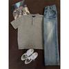 Camiseta de Verão Masculina Old Qian Style Cleanfit Henry Manga Curta Estilo Americano Retrô Pesada Slim-fit Tricô Gola Redonda