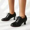Tacones Altos Brogue Tallados Retro Británicos, Zapatos de Mujer con Cordones Tobilleros Profundos Estilete para Viajar